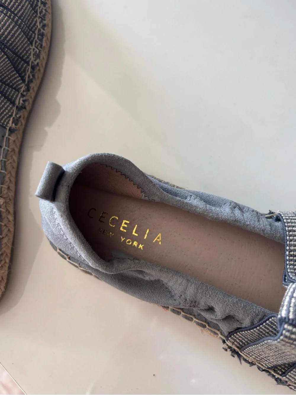 Cecelia New York Candice espadrille flat Gray Woven  Shoes size 7